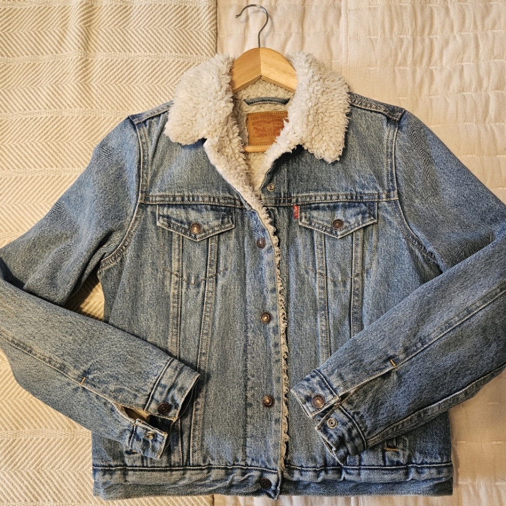 Levi's Denim Trucker Lined Sherpa Jacket Women's Medium